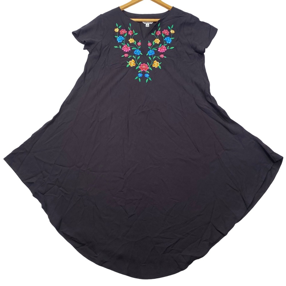 The Pioneer Woman Embroidered Dress Womens M Black Floral High-Low Unbrella NWT